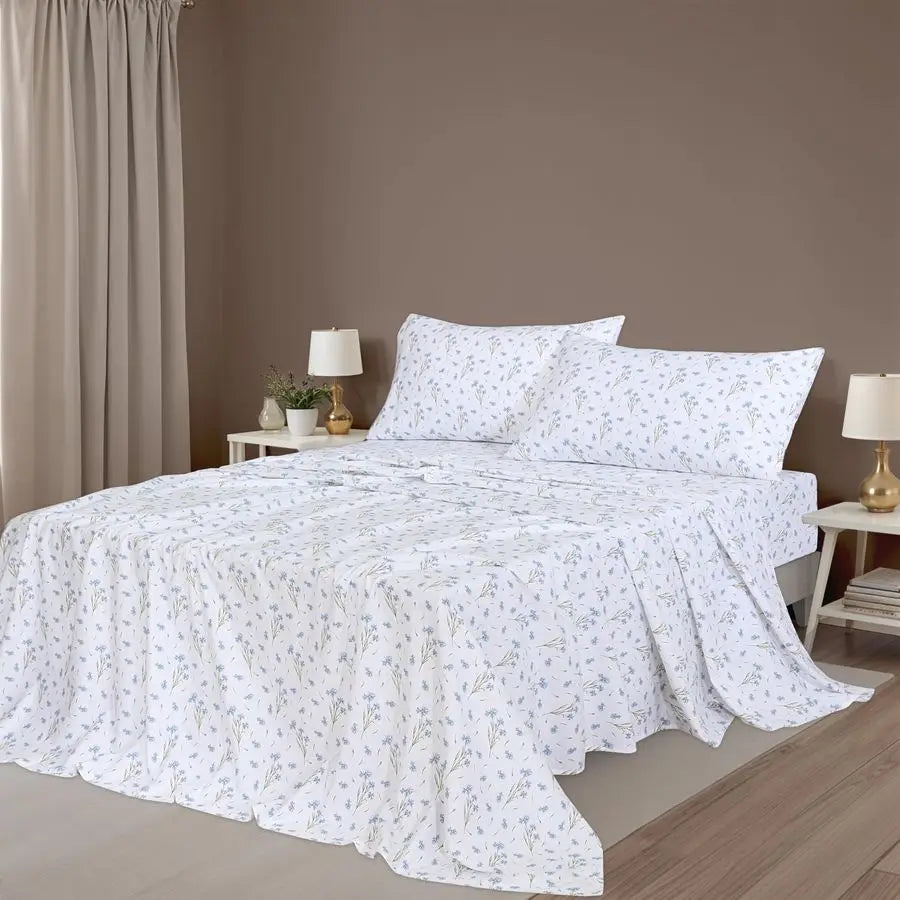 Flannel Sheets Queen Size 100 Cotton Double Brushed Bed Sheets, Deep Pockets 16 Inches Queen Sheet Set, All Seasons Breathable a