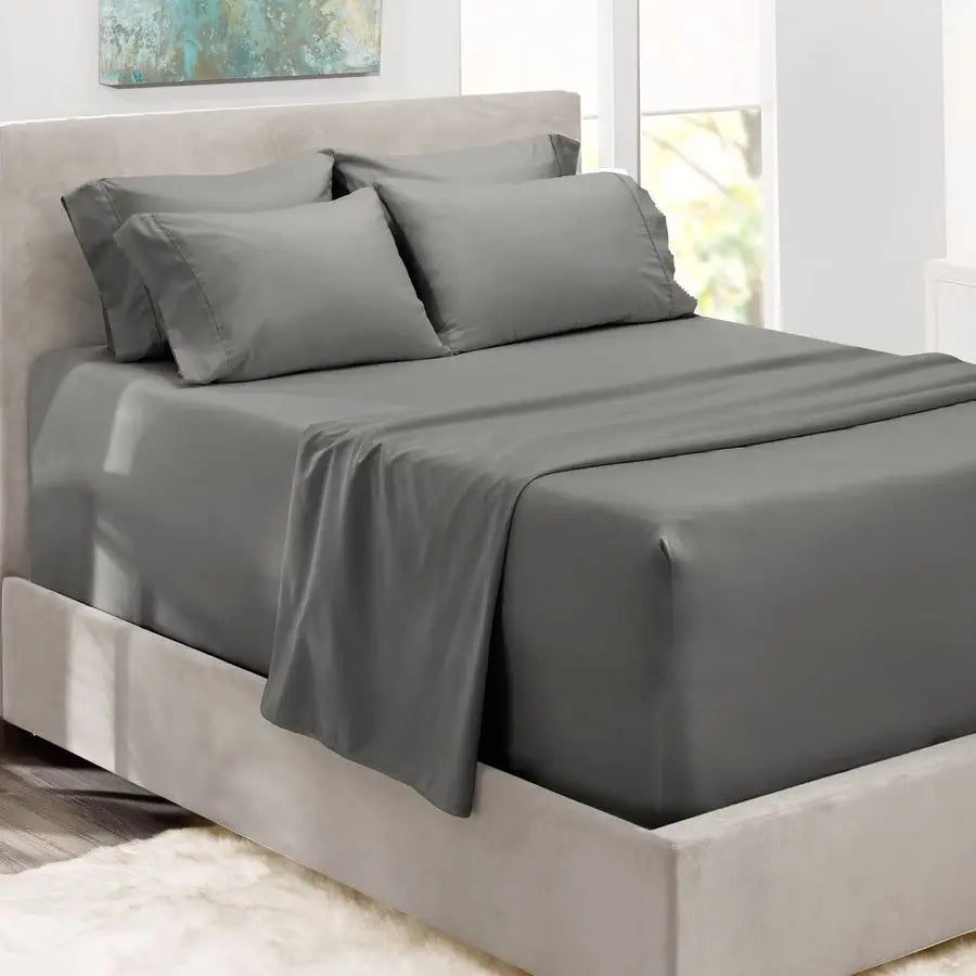 Extra Deep Pocket Queen Sheets Sets Fits Mattress 1824 Inches Deep Extra Deep Pocket Sheets 6 Piece Queen Size Grey