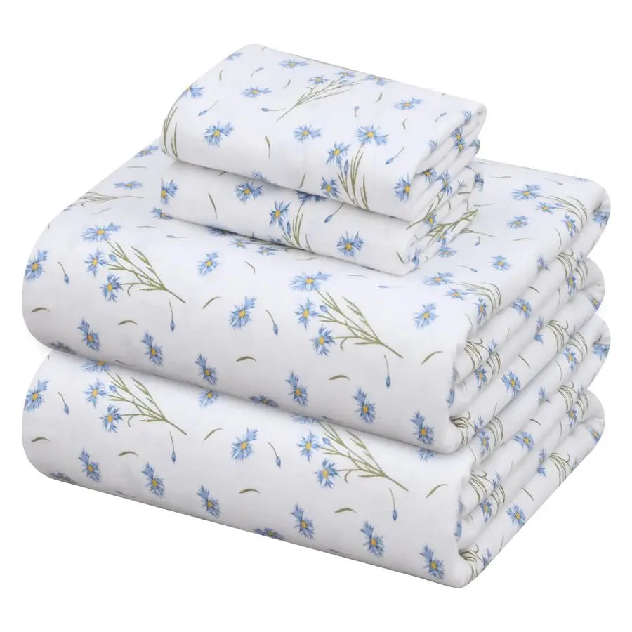 Flannel Sheets Queen Size 100 Cotton Double Brushed Bed Sheets, Deep Pockets 16 Inches Queen Sheet Set, All Seasons Breathable a